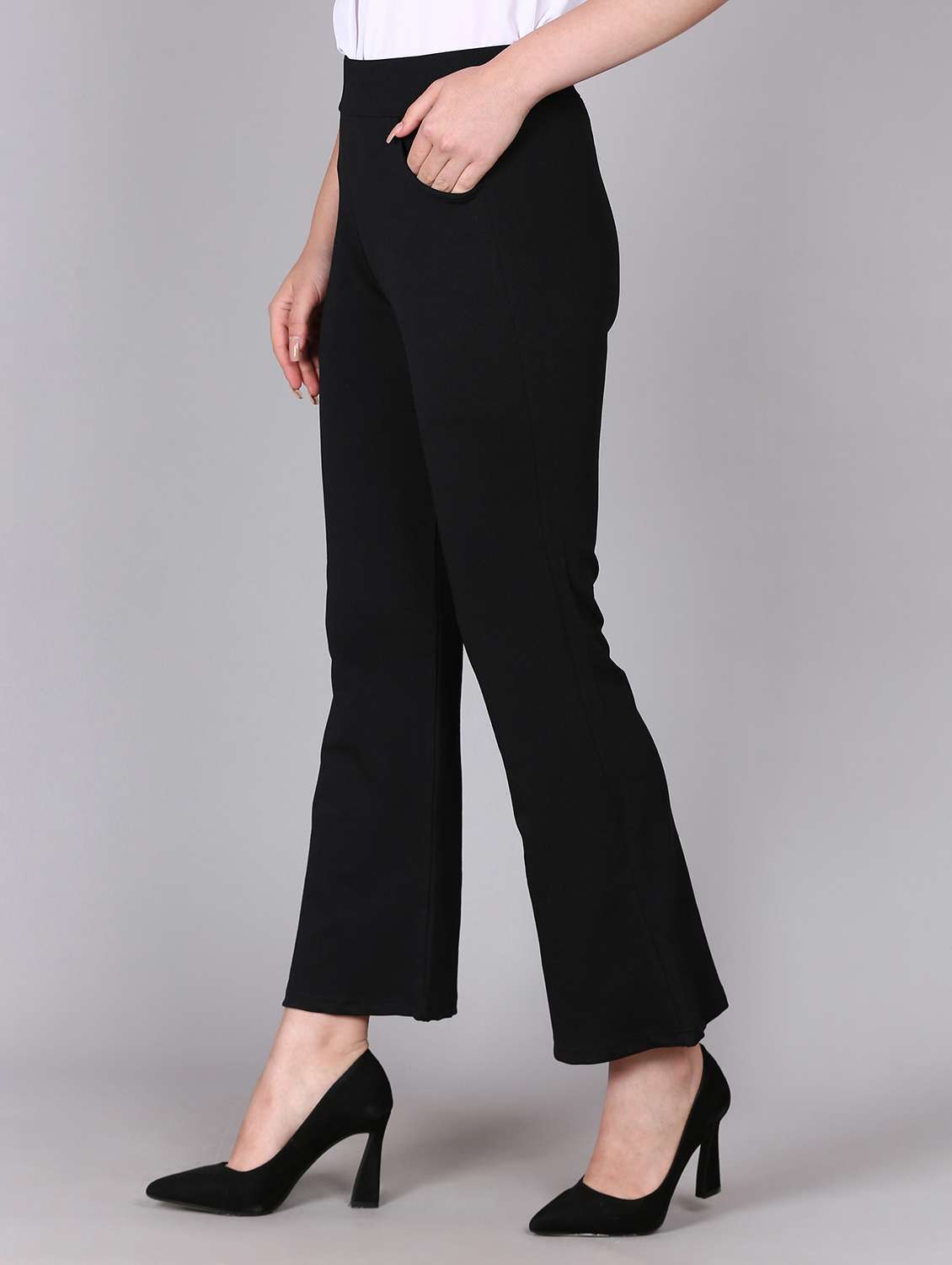 women high rise solid bootcut trouser - 21249280 -  Standard Image - 1