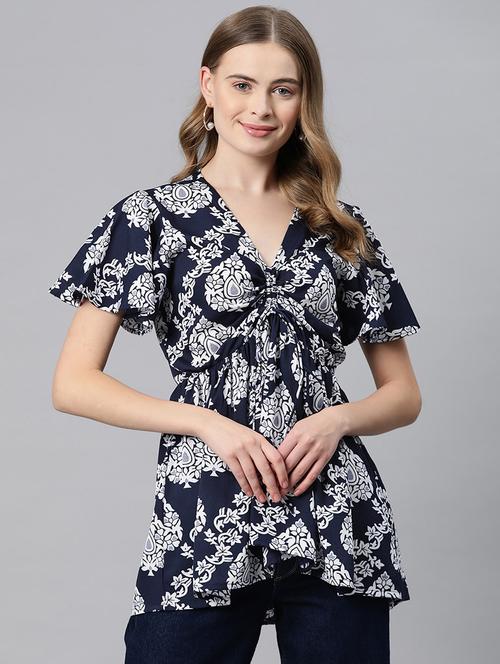 women printed flared sleeves long top - 21249303 - Standard Image - 0