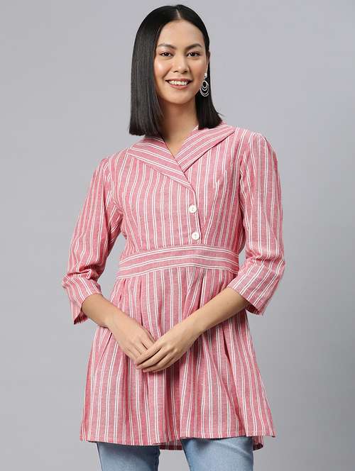 pink cotton a-line top - 21249317 - Standard Image - 0