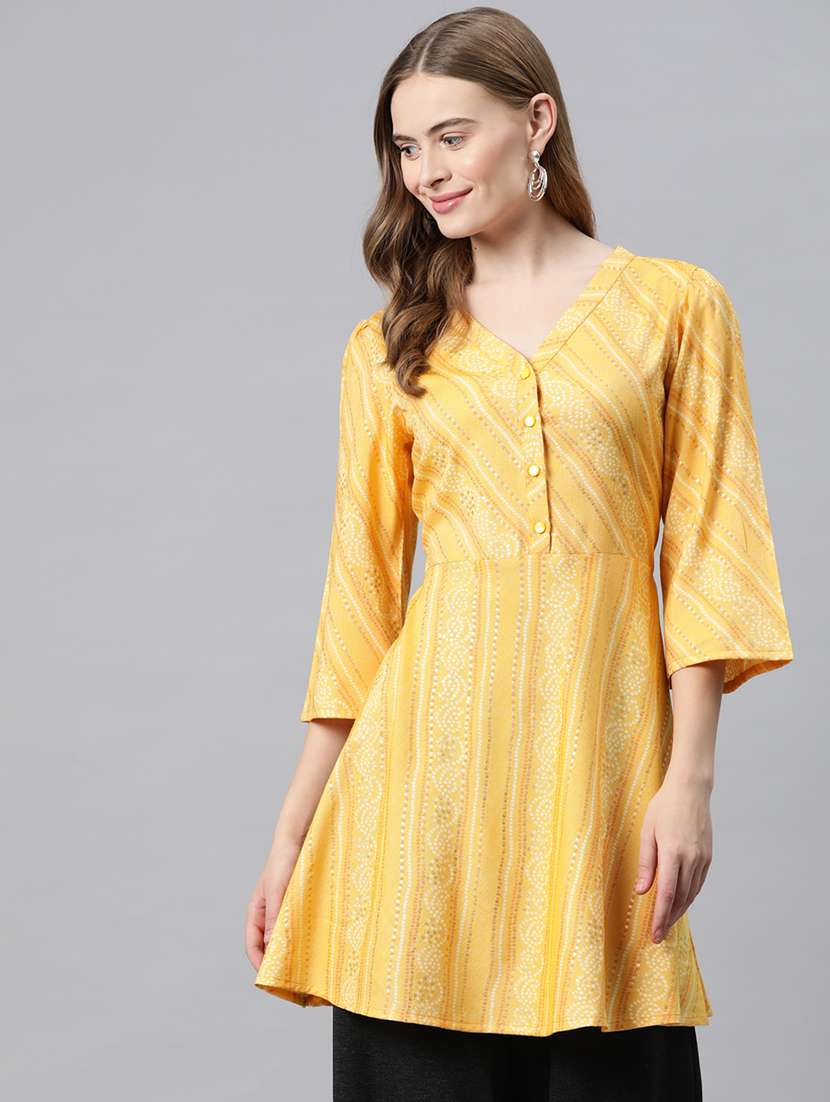 yellow viscose a-line tunic