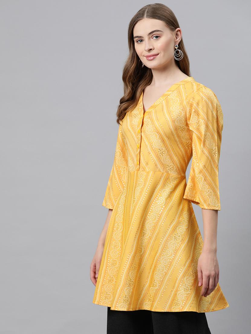 yellow viscose a-line tunic - 21249319 - Standard Image - 1