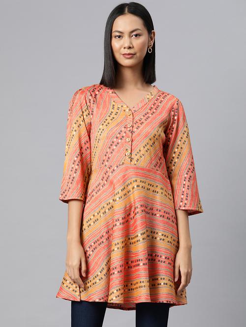 orange viscose a-line tunic - 21249320 -  Standard Image - 0