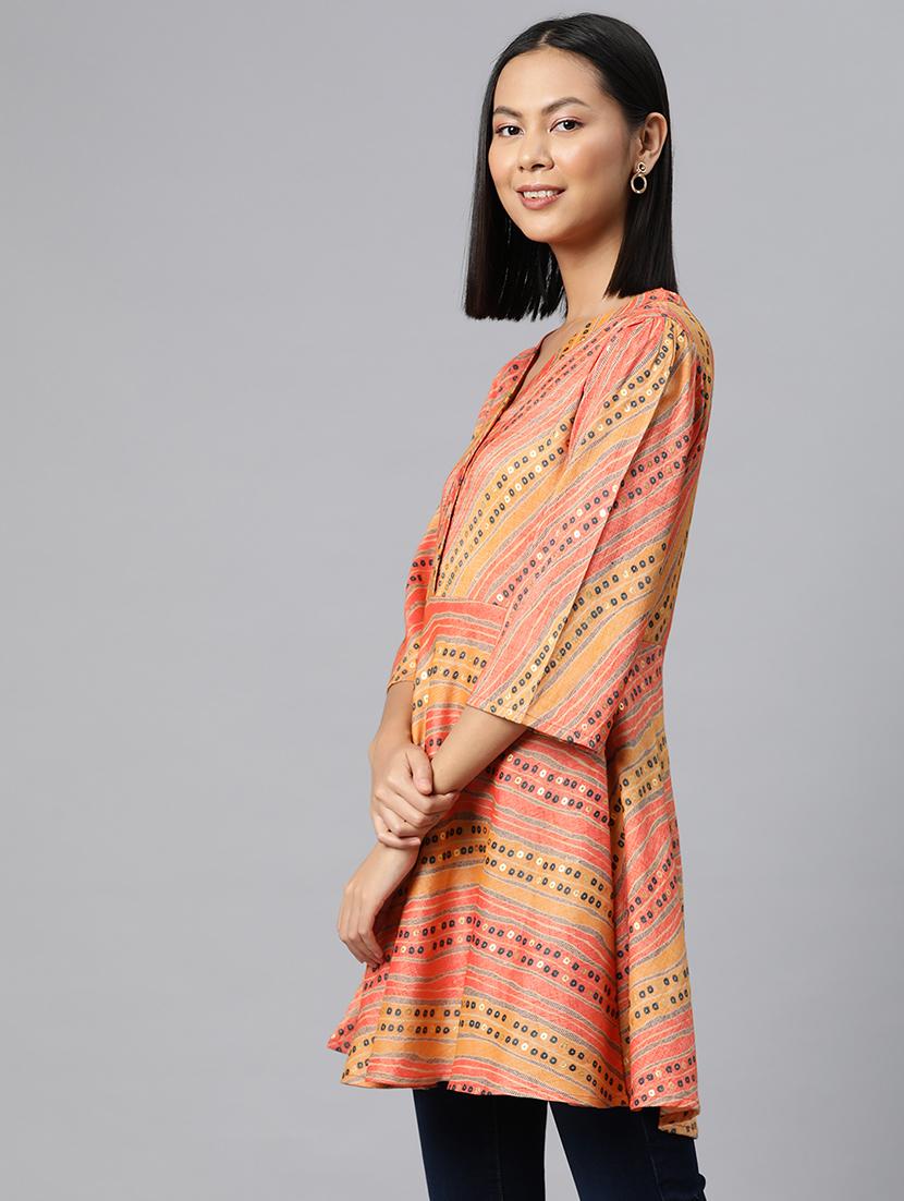 orange viscose a-line tunic - 21249320 -  Standard Image - 1