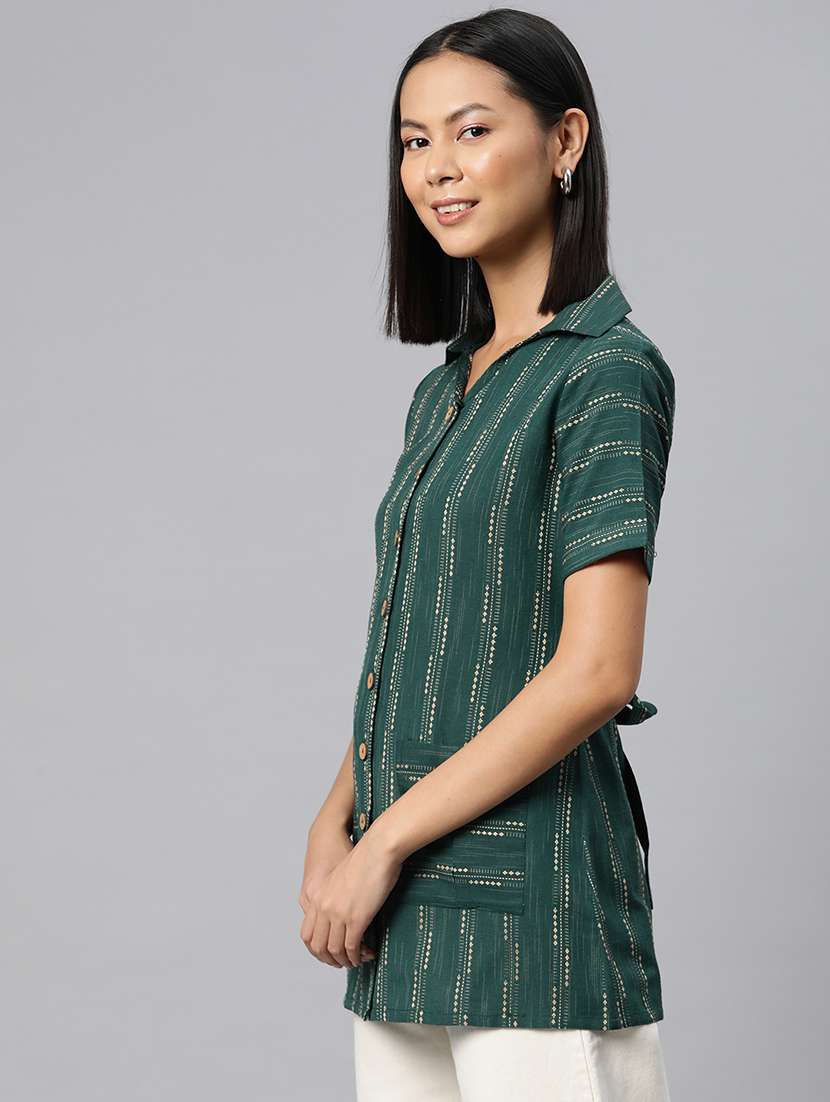 green cotton regular top - 21249321 -  Standard Image - 1
