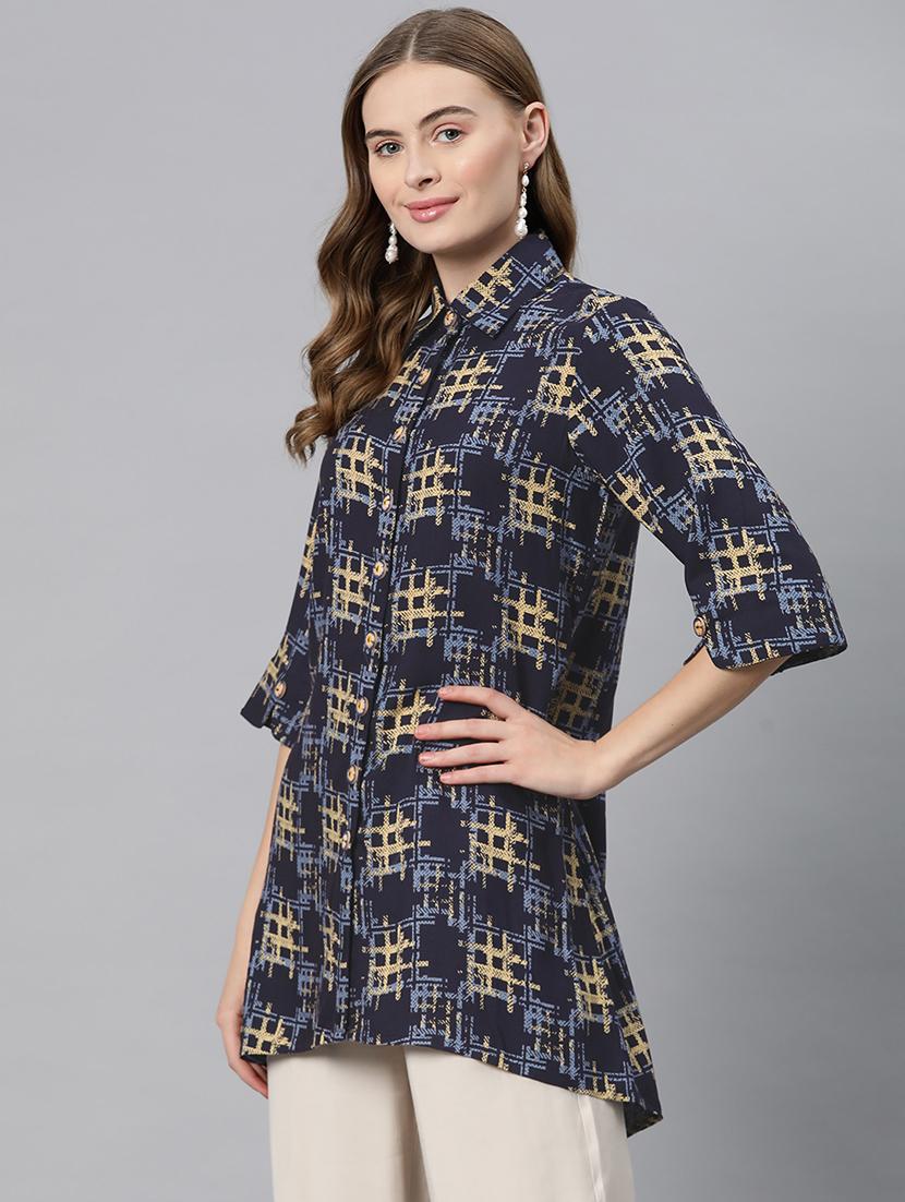 blue viscose regular top - 21249323 - Standard Image - 1