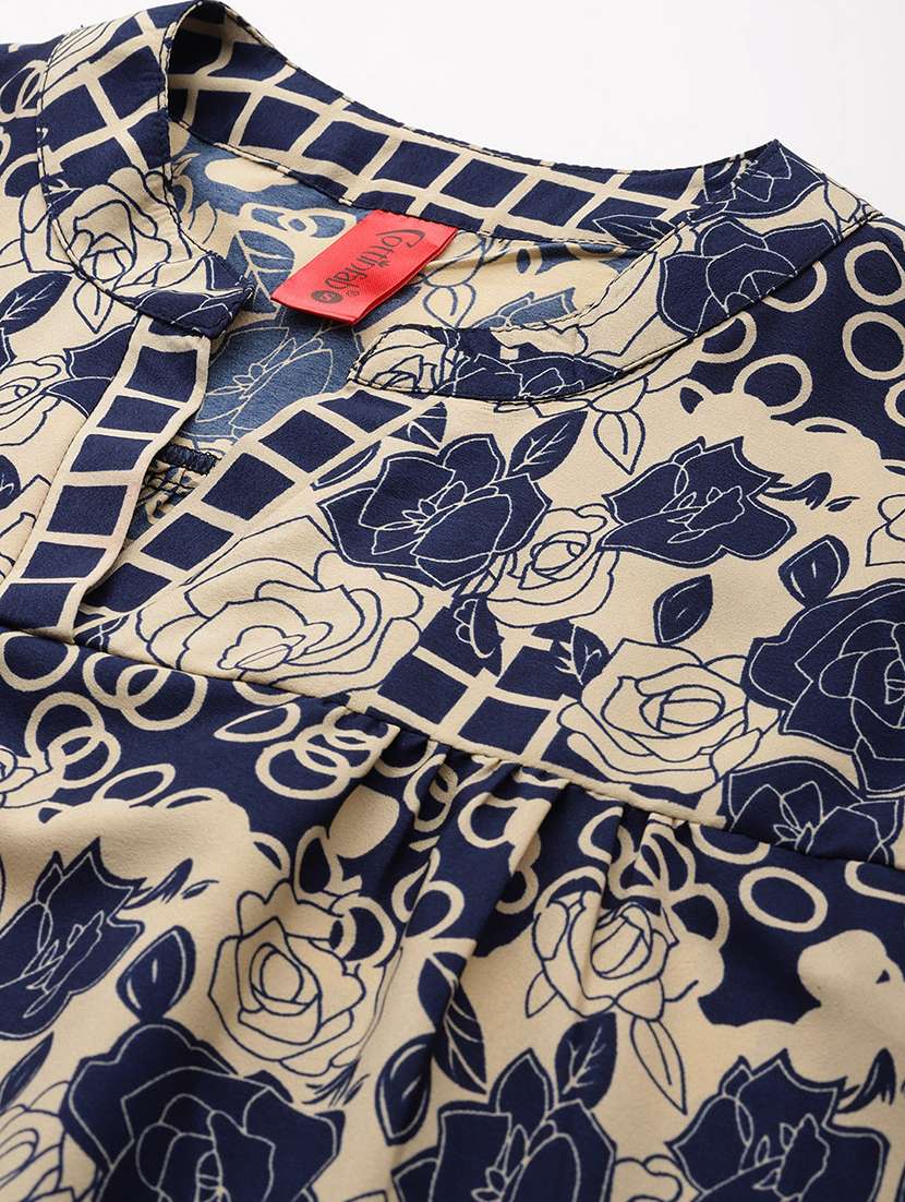 navy blue poly crepe regular top - 21249326 -  Standard Image - 4