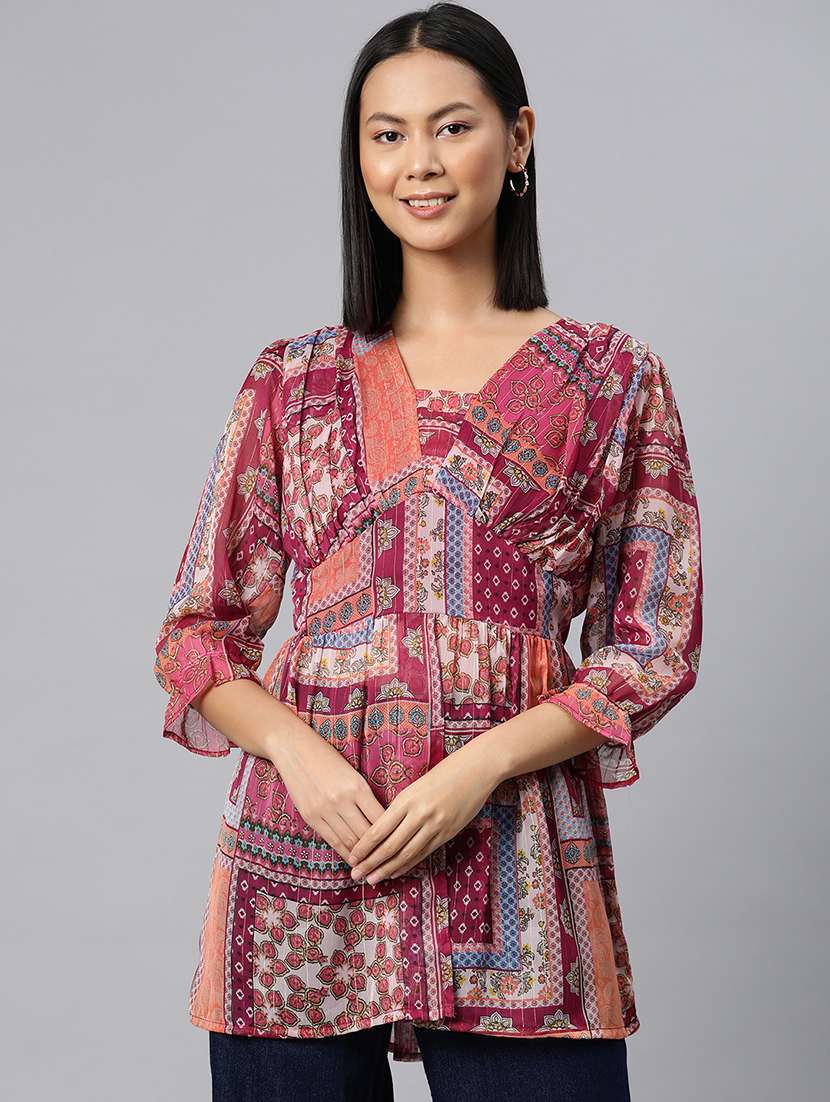 pink georgette peplum top