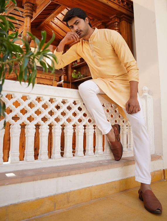 men long sleeve printed long kurta - 21251821 - Standard Image - 1