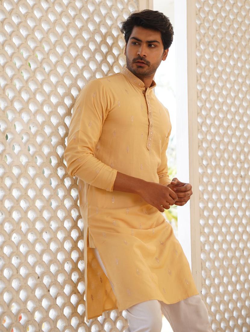 men long sleeve printed long kurta - 21251821 - Standard Image - 4