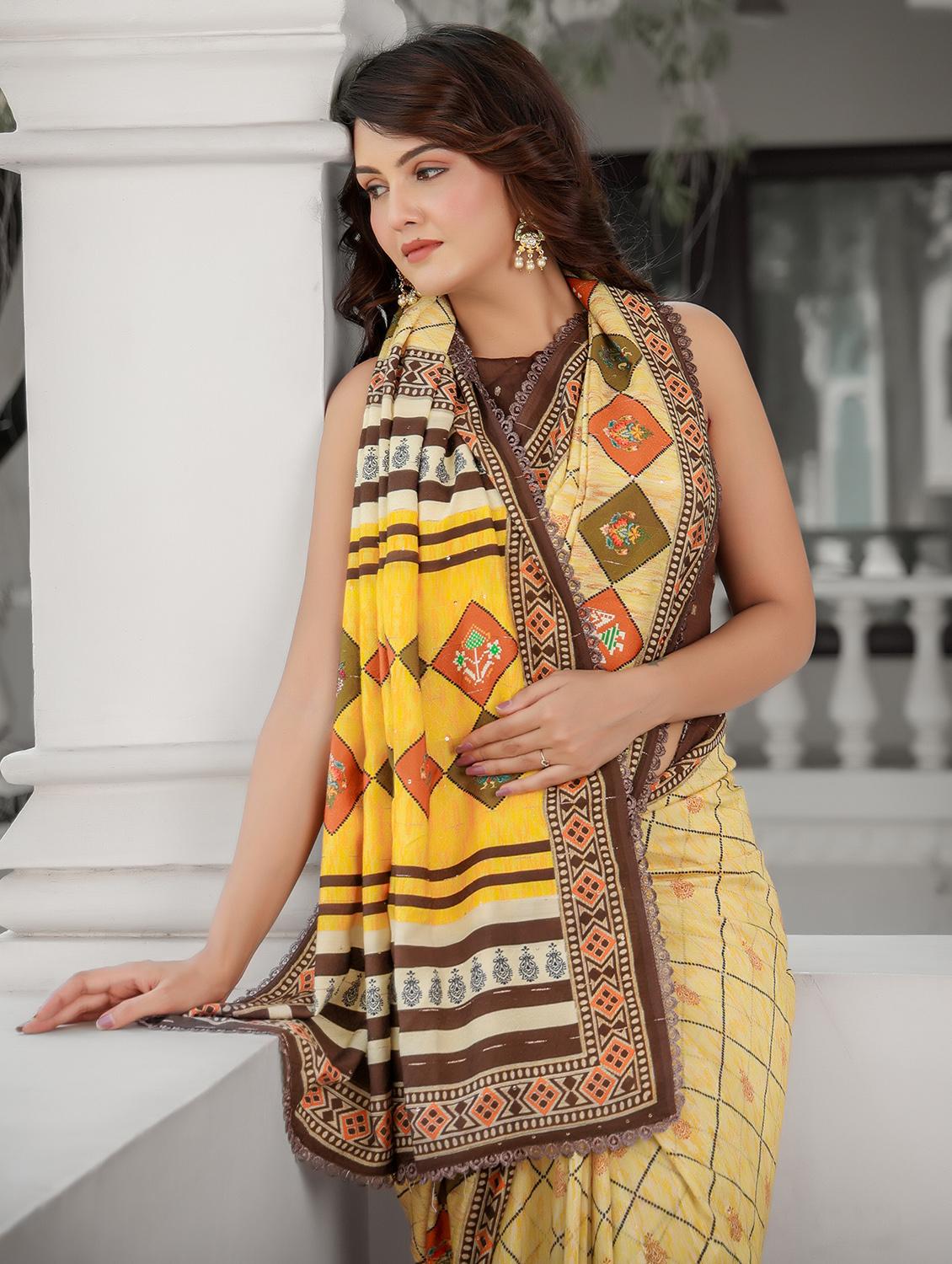 women lemon sherbet printed saree - 21251824 - Standard Image - 4