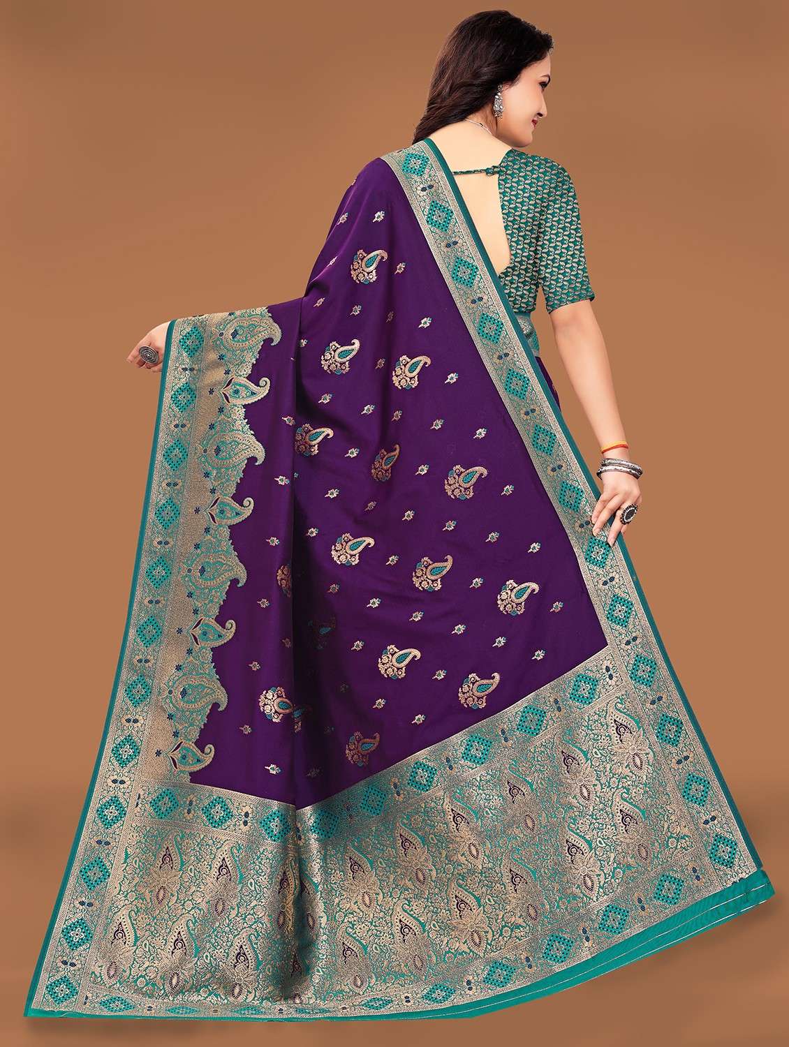 purple banarasi saree - 21252670 -  Standard Image - 1