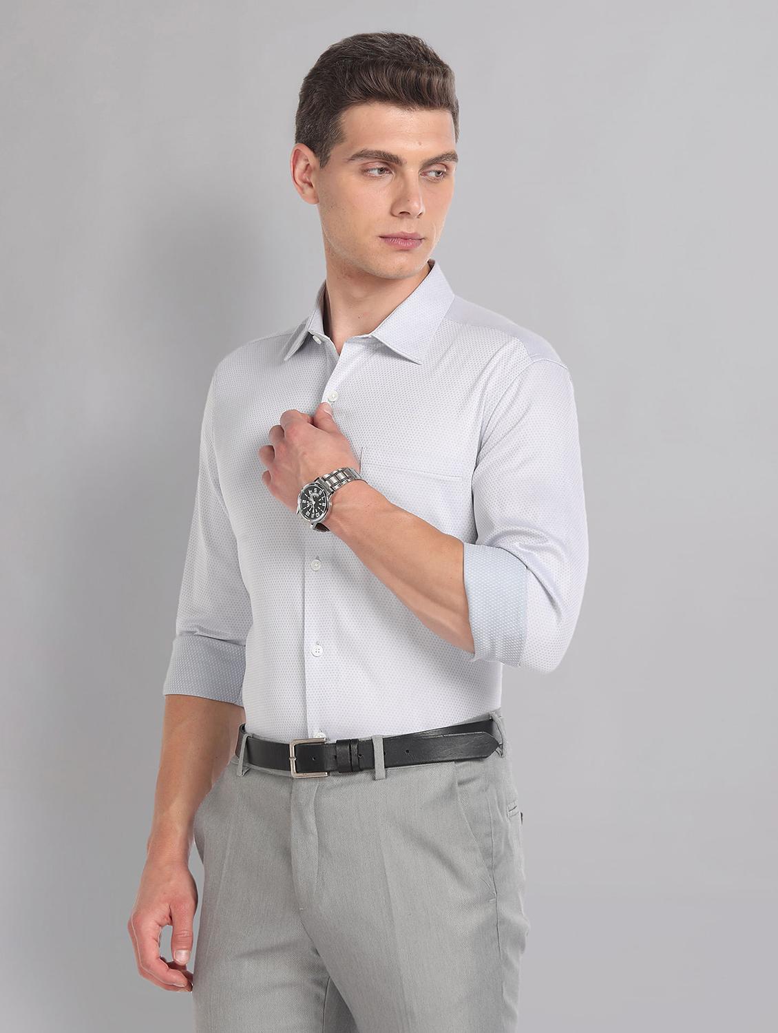 grey cotton formal shirt - 21252766 - Standard Image - 1
