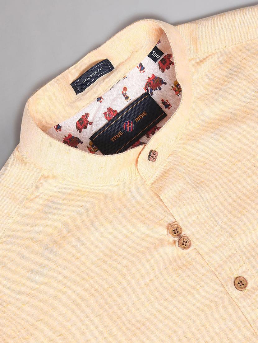 yellow solid short kurta - 21252769 - Standard Image - 4