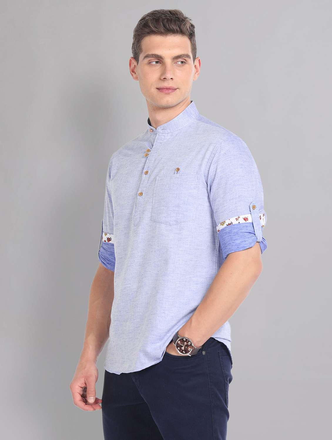 light blue cotton casual shirt - 21252772 -  Standard Image - 1