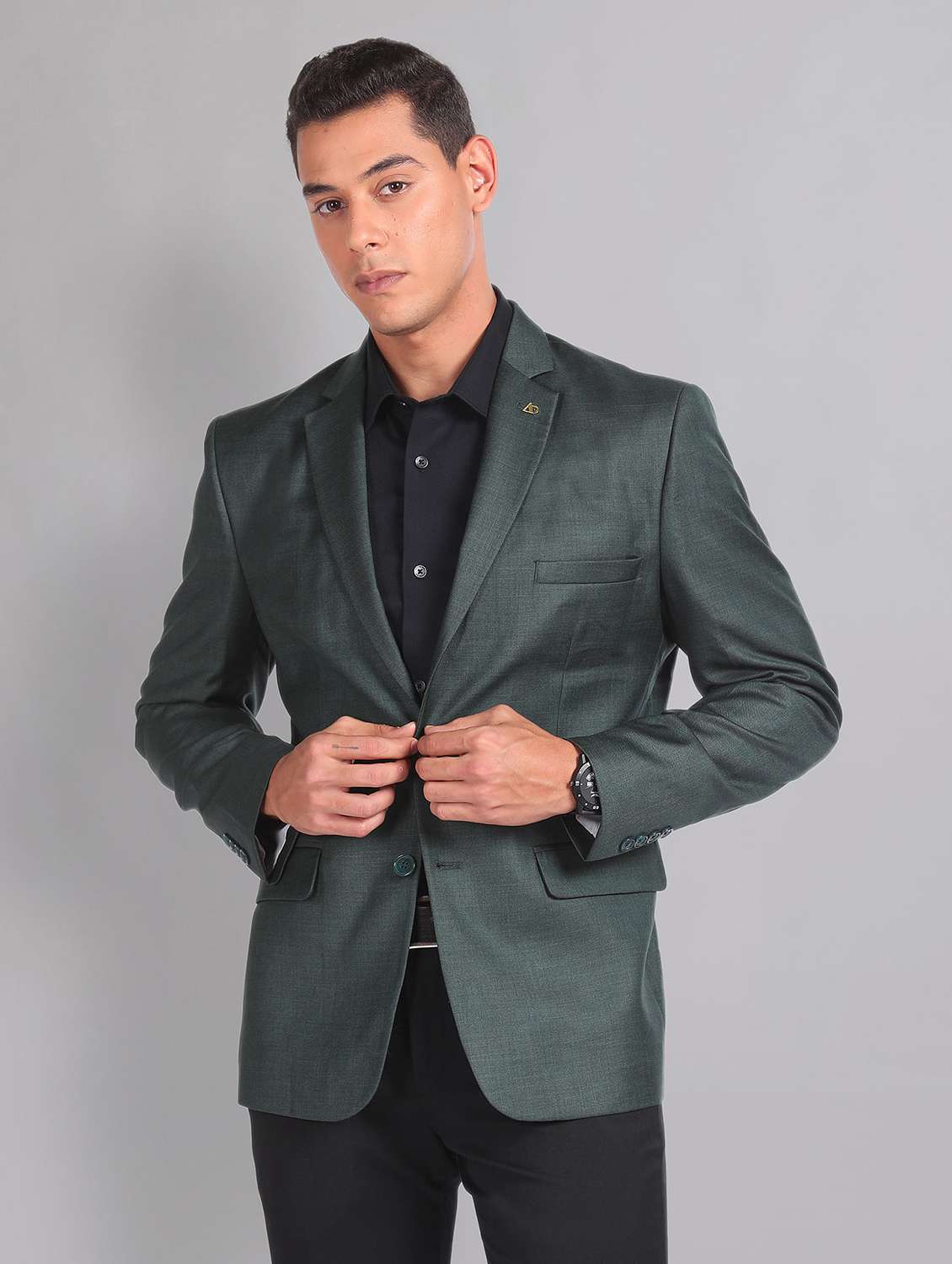 men solid single breasted formal blazer - 21252803 -  Standard Image - 1
