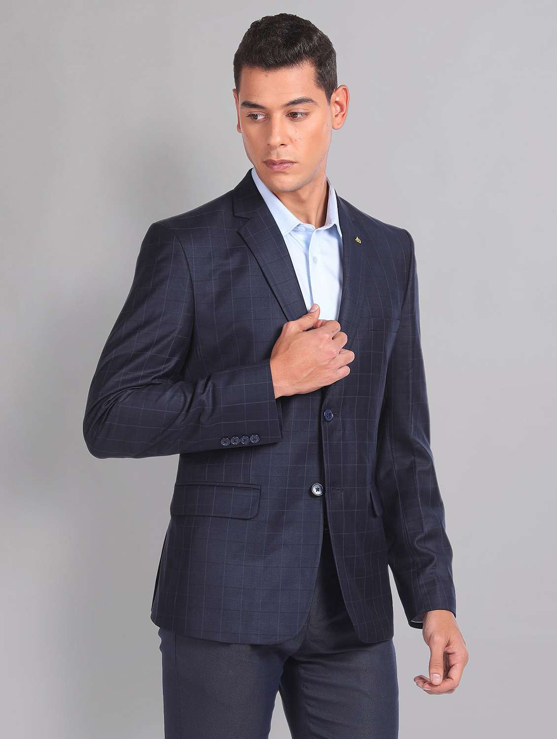 blue polyester single breasted formal blazer - 21252807 -  Standard Image - 1