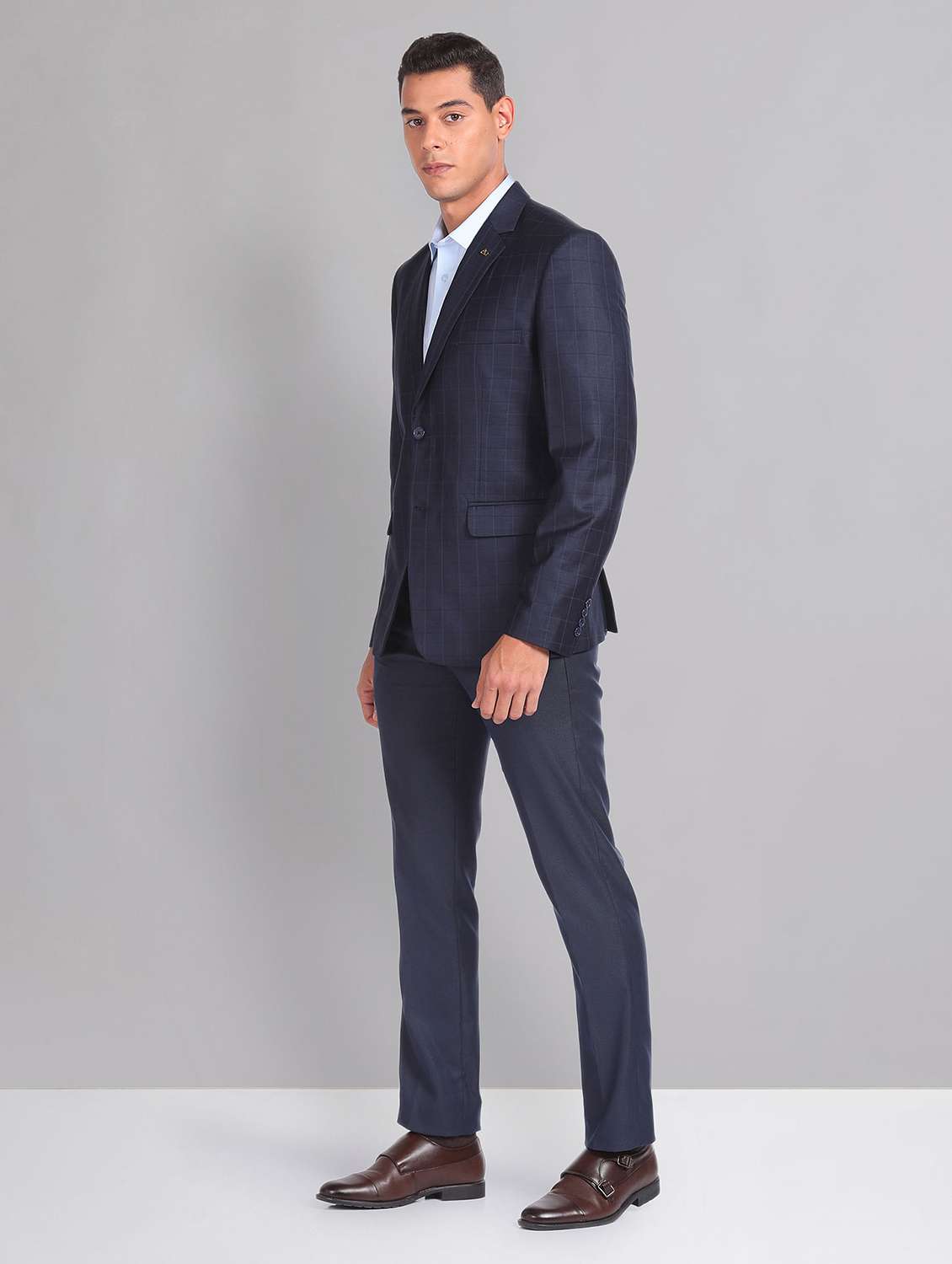 blue polyester single breasted formal blazer - 21252807 -  Standard Image - 4