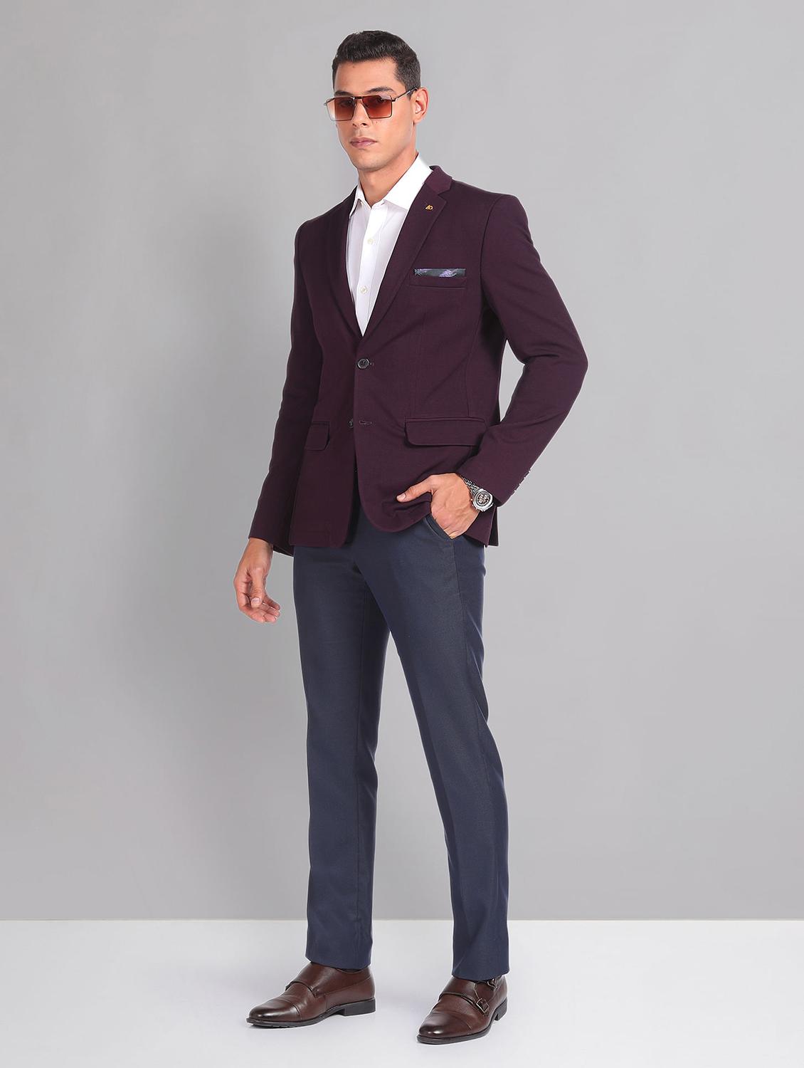 men solid single breasted formal blazer - 21252810 - Standard Image - 4