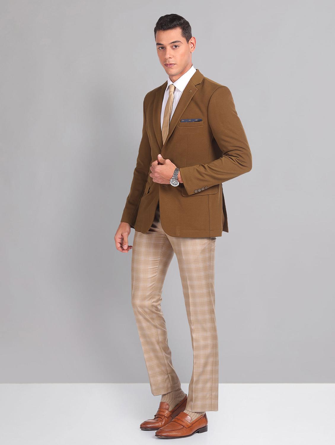 men solid single breasted formal blazer - 21252811 - Standard Image - 4