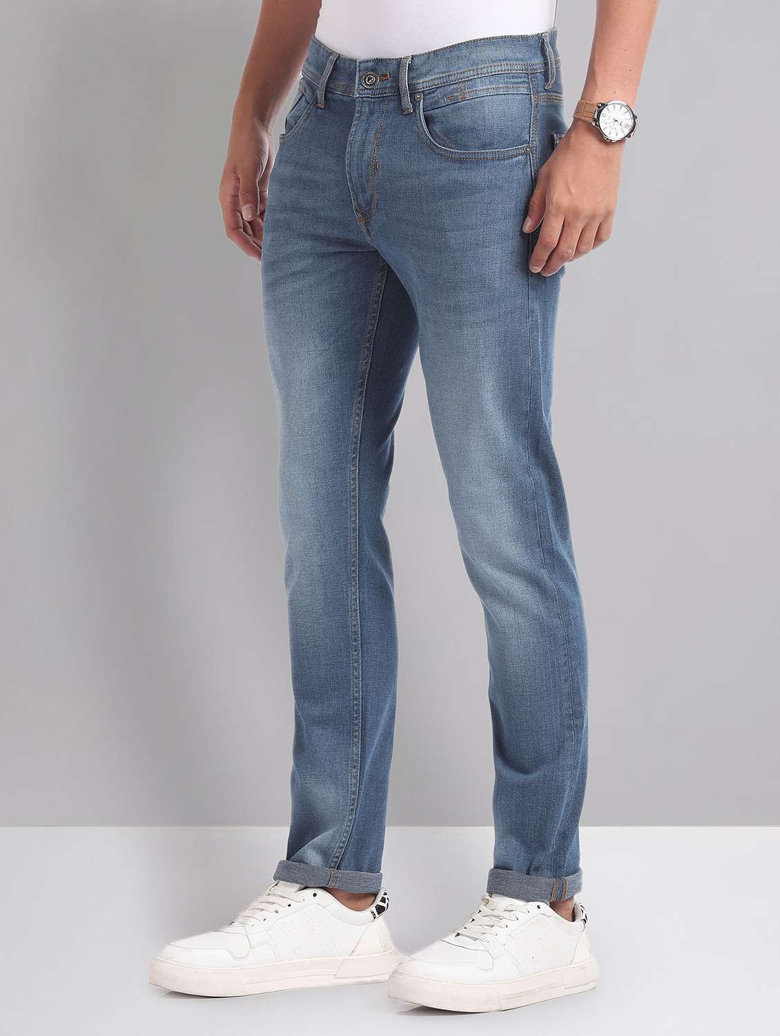 men mid-rise solid jean - 21252827 -  Standard Image - 1