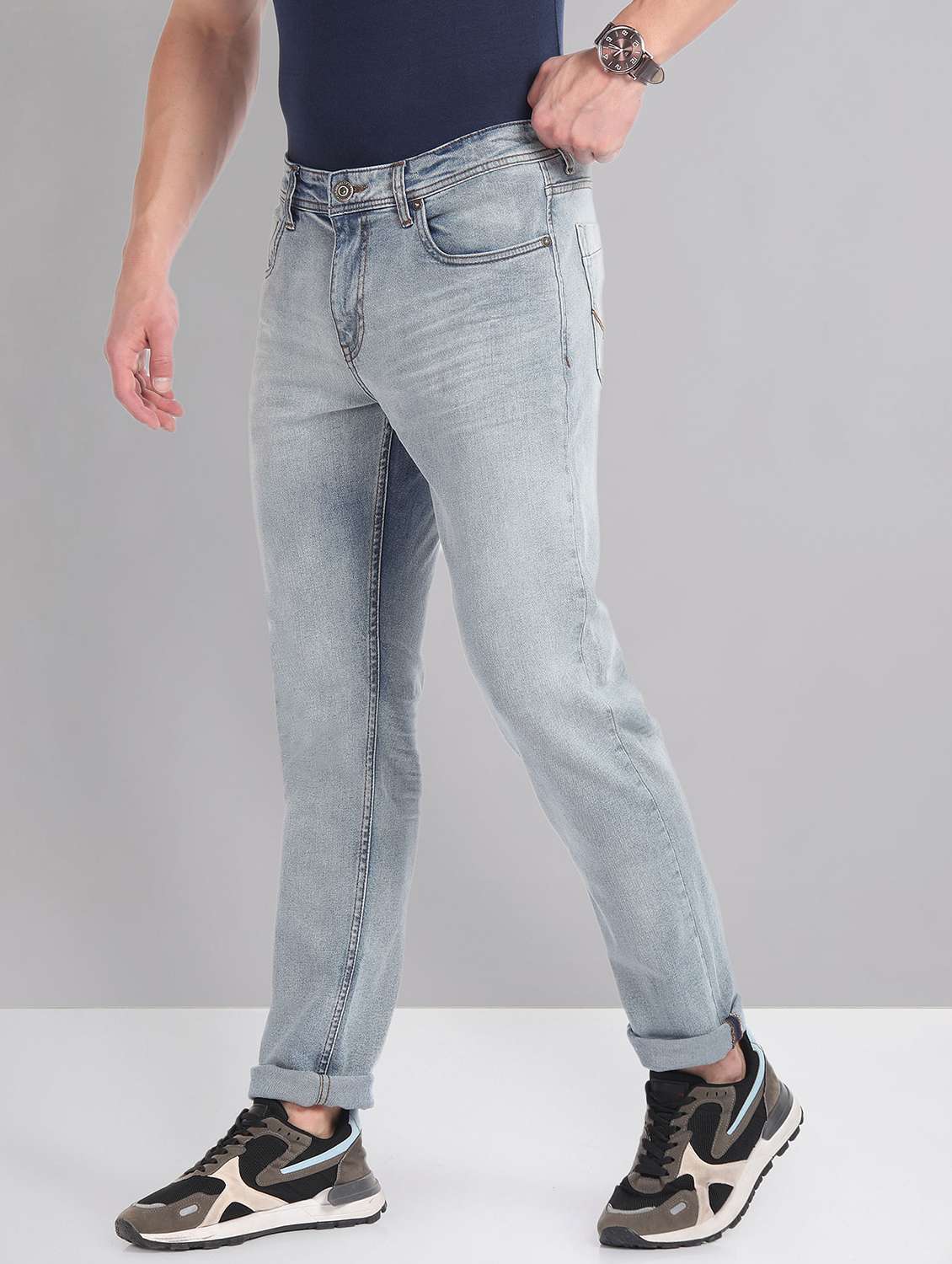 men mid-rise solid jean - 21252834 -  Standard Image - 1