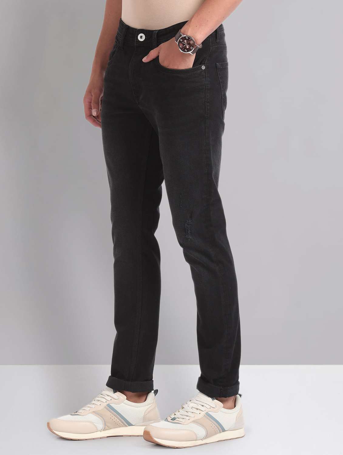 men mid-rise solid jean - 21252842 -  Standard Image - 1