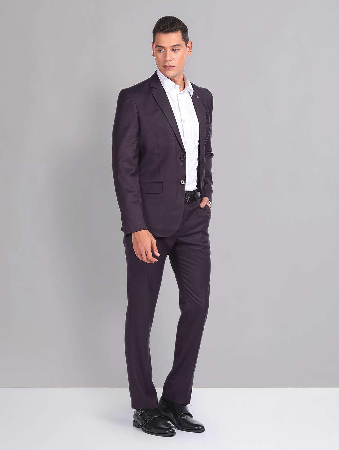 men solid single breasted suit