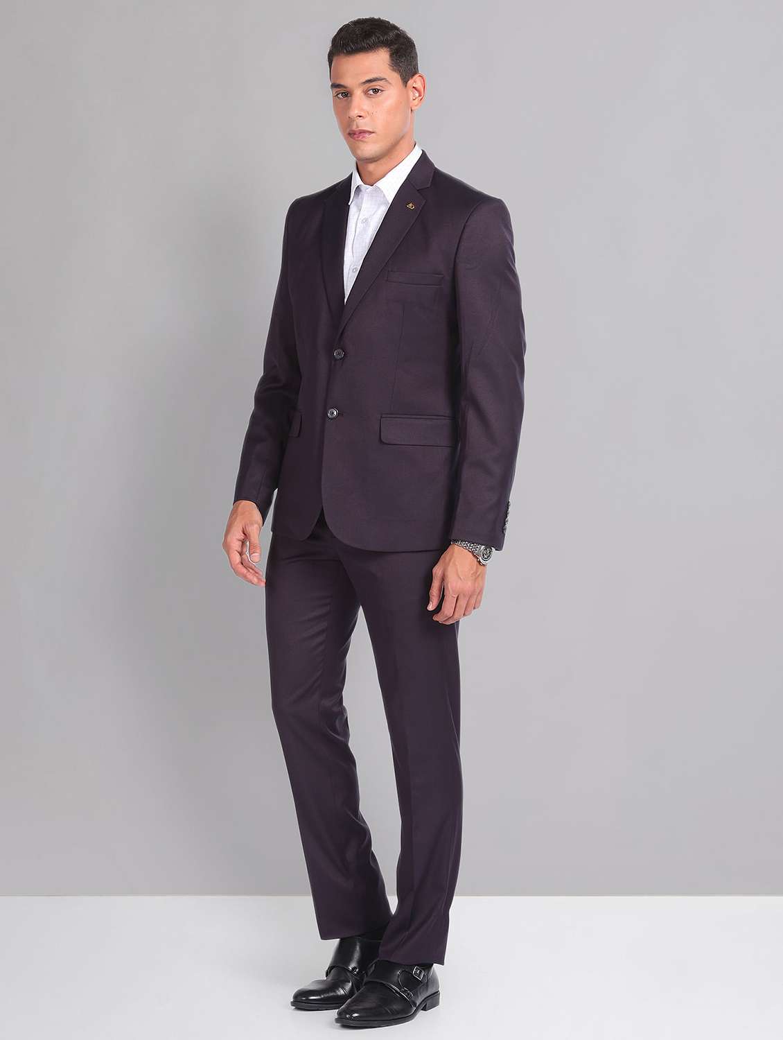 men solid single breasted suit - 21252881 -  Standard Image - 1