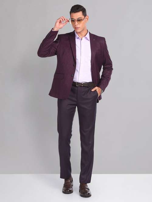 burgundy cotton single breasted suit - 21252883 -  Standard Image - 0