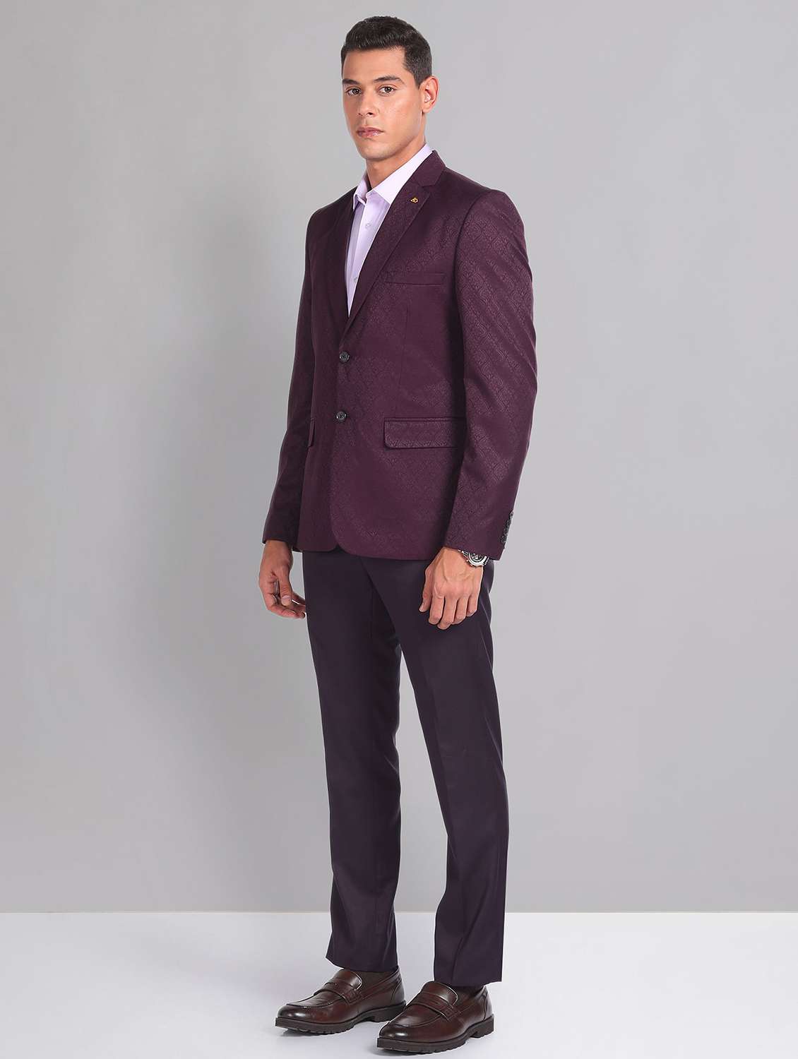 burgundy cotton single breasted suit - 21252883 -  Standard Image - 1
