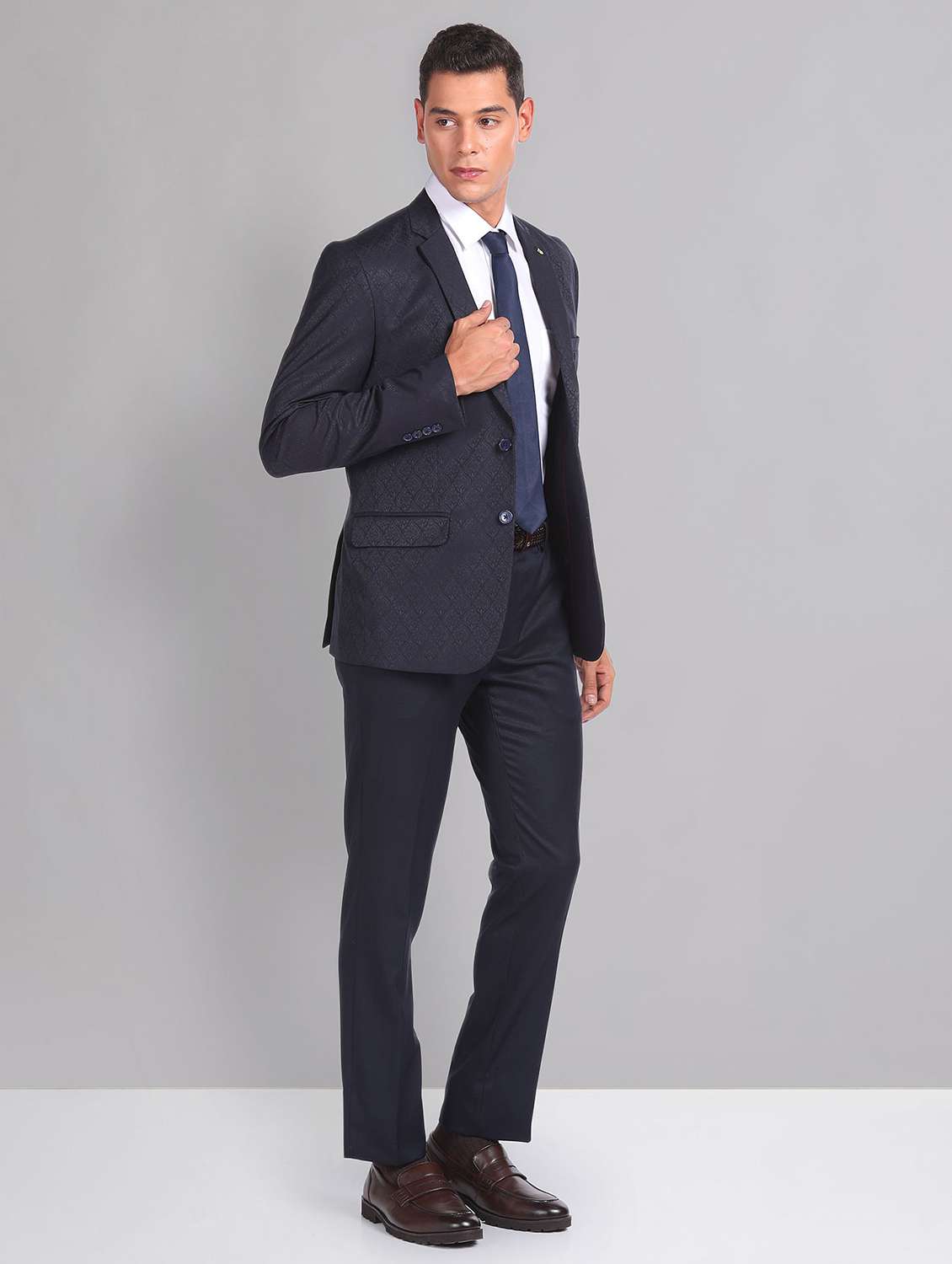 navy blue cotton single breasted suit - 21252885 -  Standard Image - 1