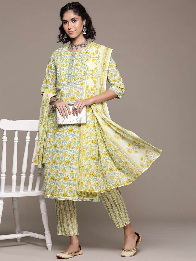 women yellow kurta pant set with dupatta - 21252887 -  Standard Image - 1