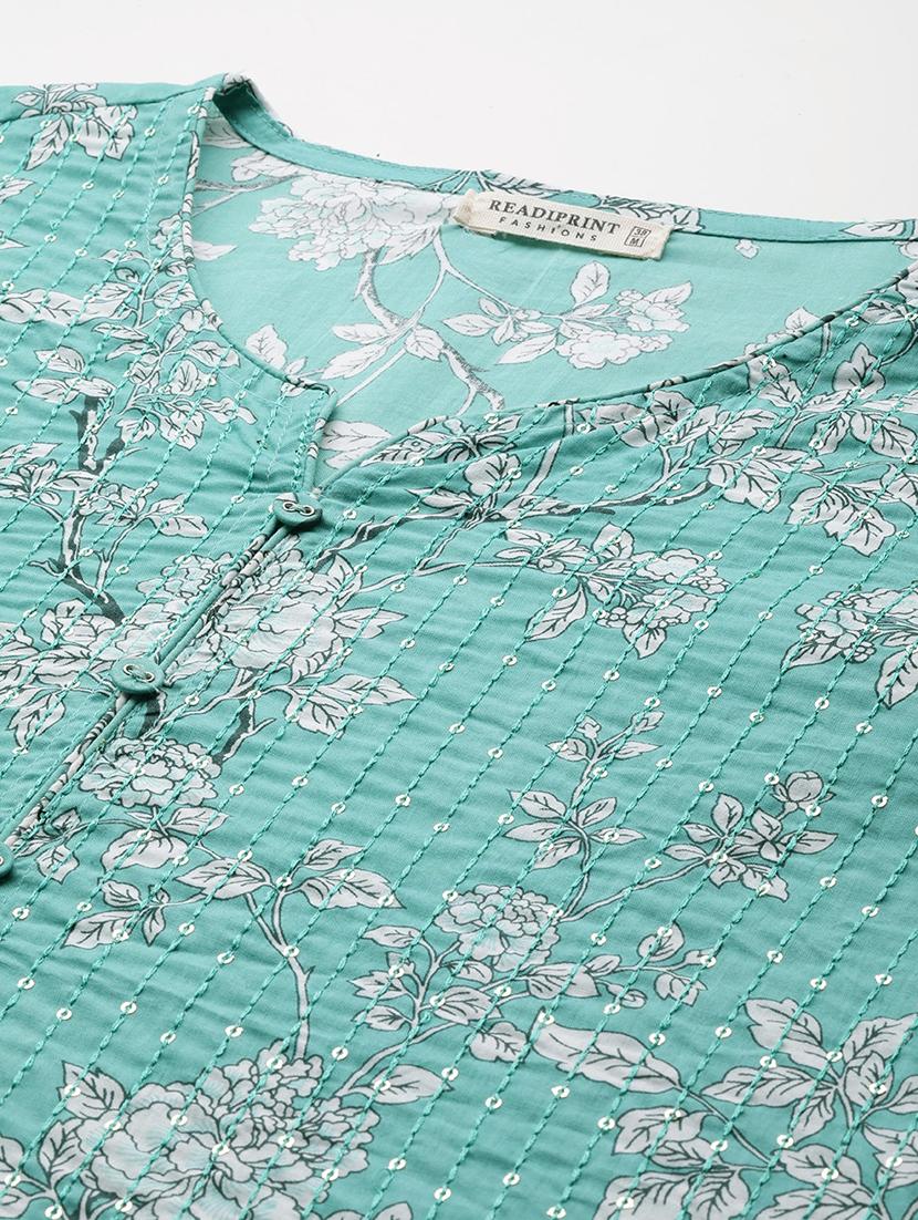 women sea green kurta pant set with dupatta - 21252891 - Standard Image - 4