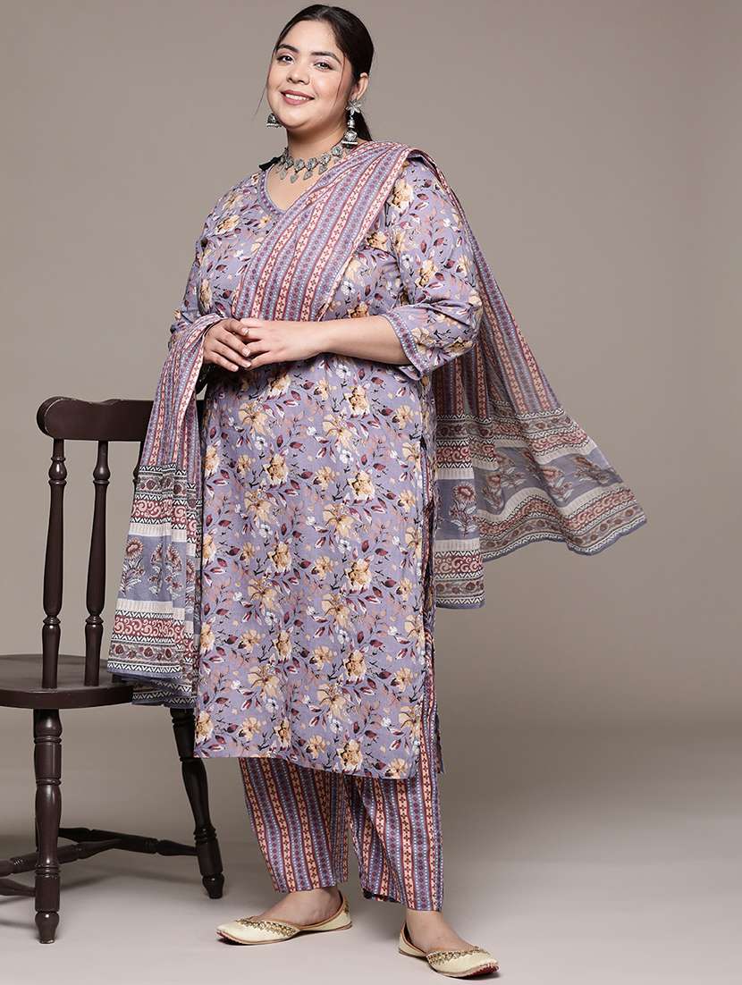 women lavender kurta palazzo set with dupatta - 21252903 - Standard Image - 1