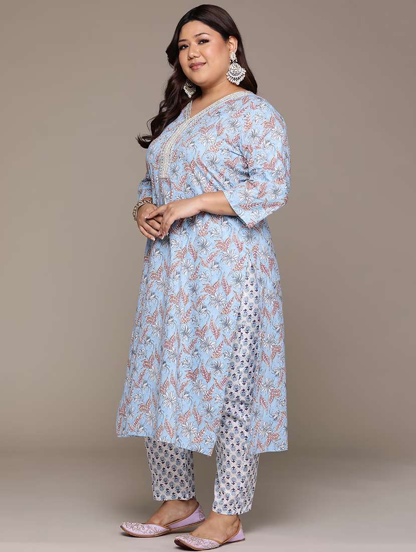 blue cotton kurta pant  set - 21252905 -  Standard Image - 1