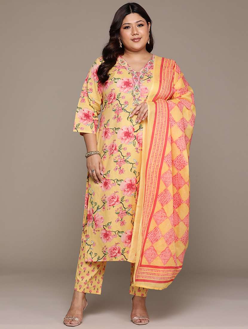 women floral kurta pant set with dupatta
