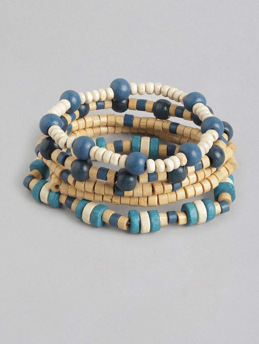set of 5 multi colored wood bangle bracelet - 21252994 -  Standard Image - 1