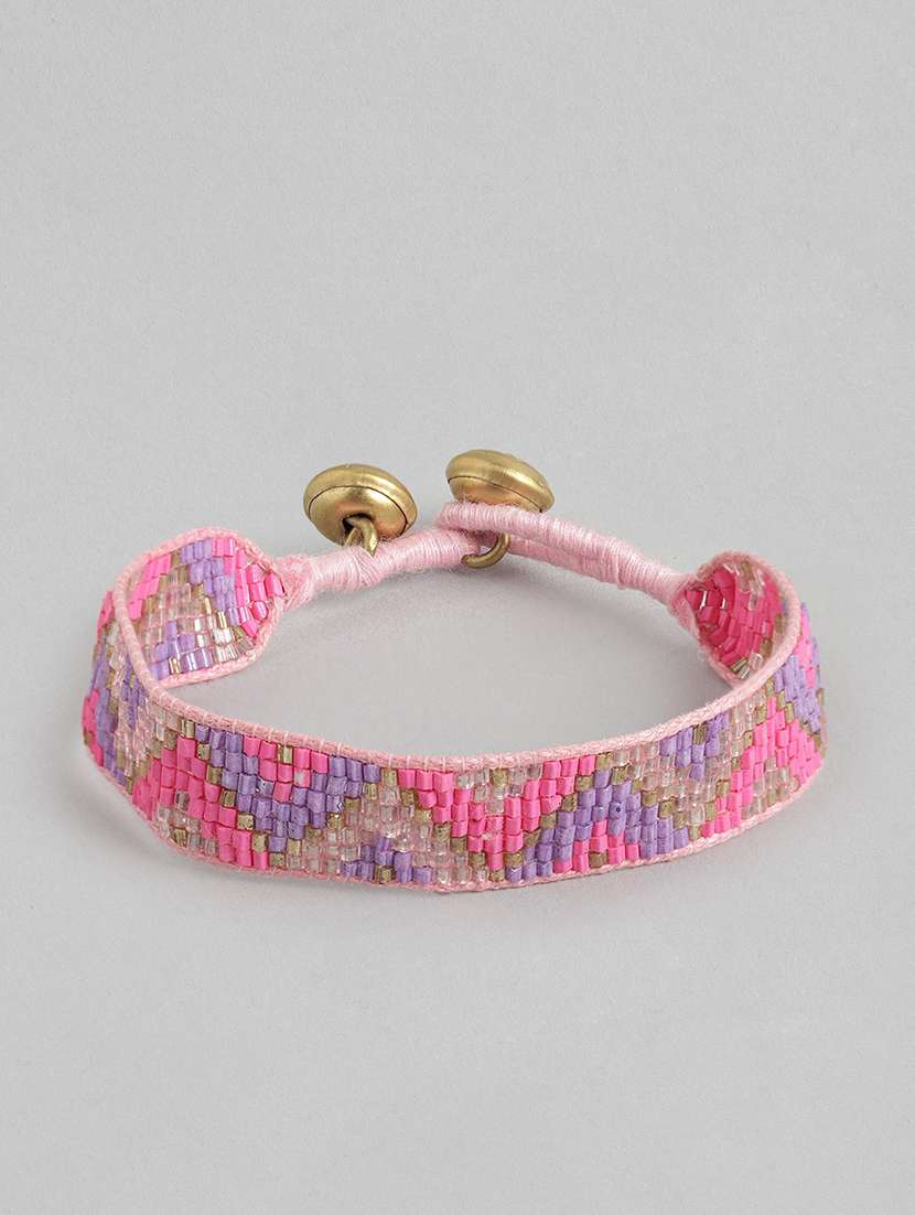 pink beaded bangle bracelet