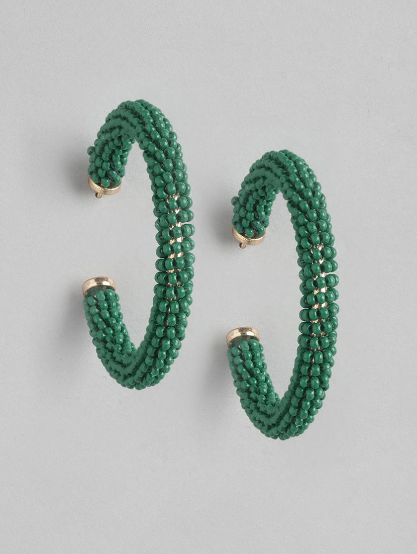 green metal hoop earrings - 21253009 - Zoom Image - 0