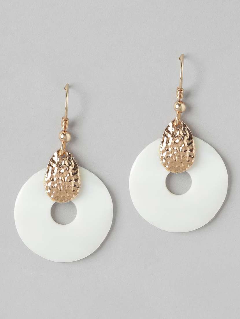 gold-plated circular drop earrings