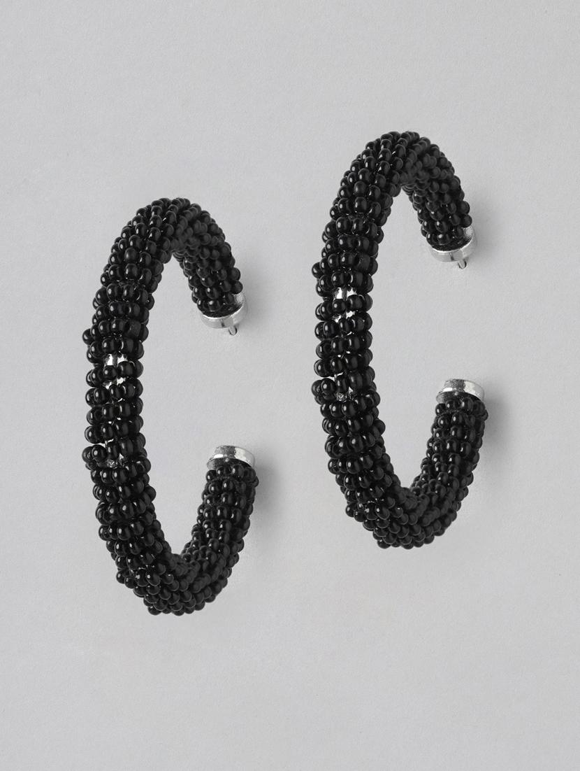 circular artificial beads half hoop earrings - 21253019 - Zoom Image - 0