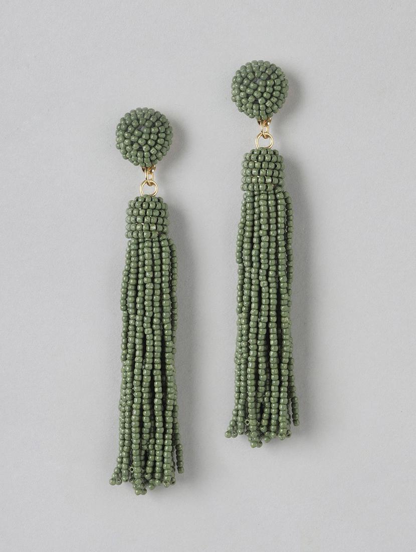 green metal drop earring - 21253035 -  Zoom Image - 0
