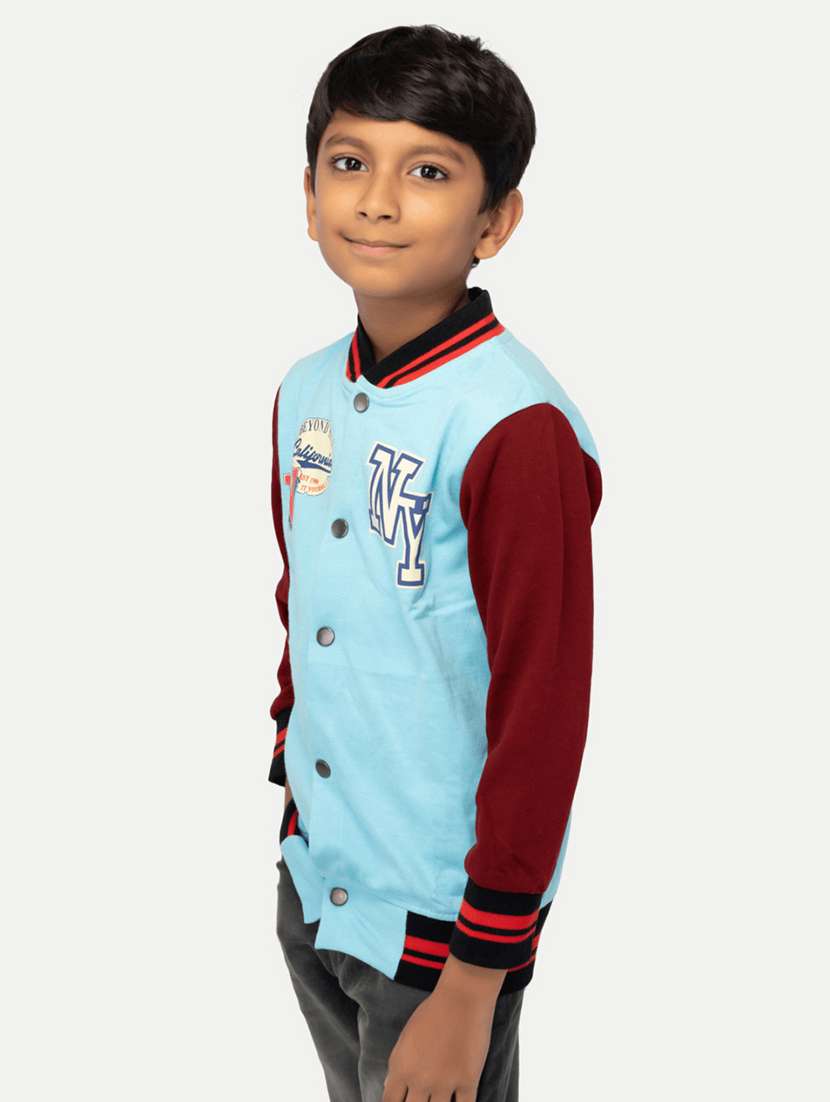 boy printed long sleeves varsity jacket - 21253110 -  Standard Image - 1
