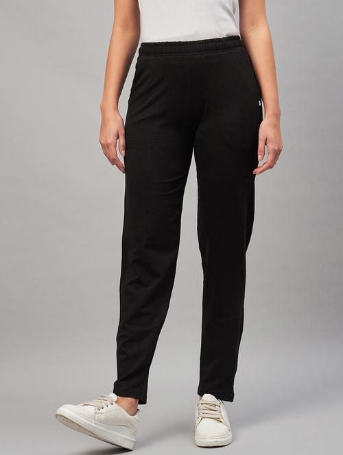solid black cotton track pant - 21253359 -  Standard Image - 0