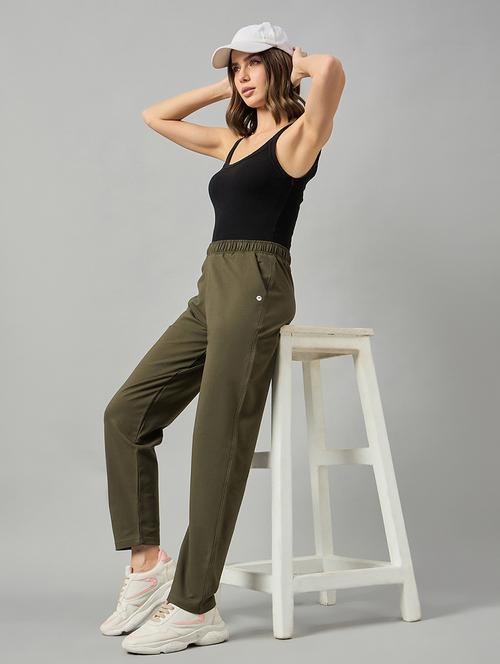 women solid high rise track pant - 21253361 - Standard Image - 0