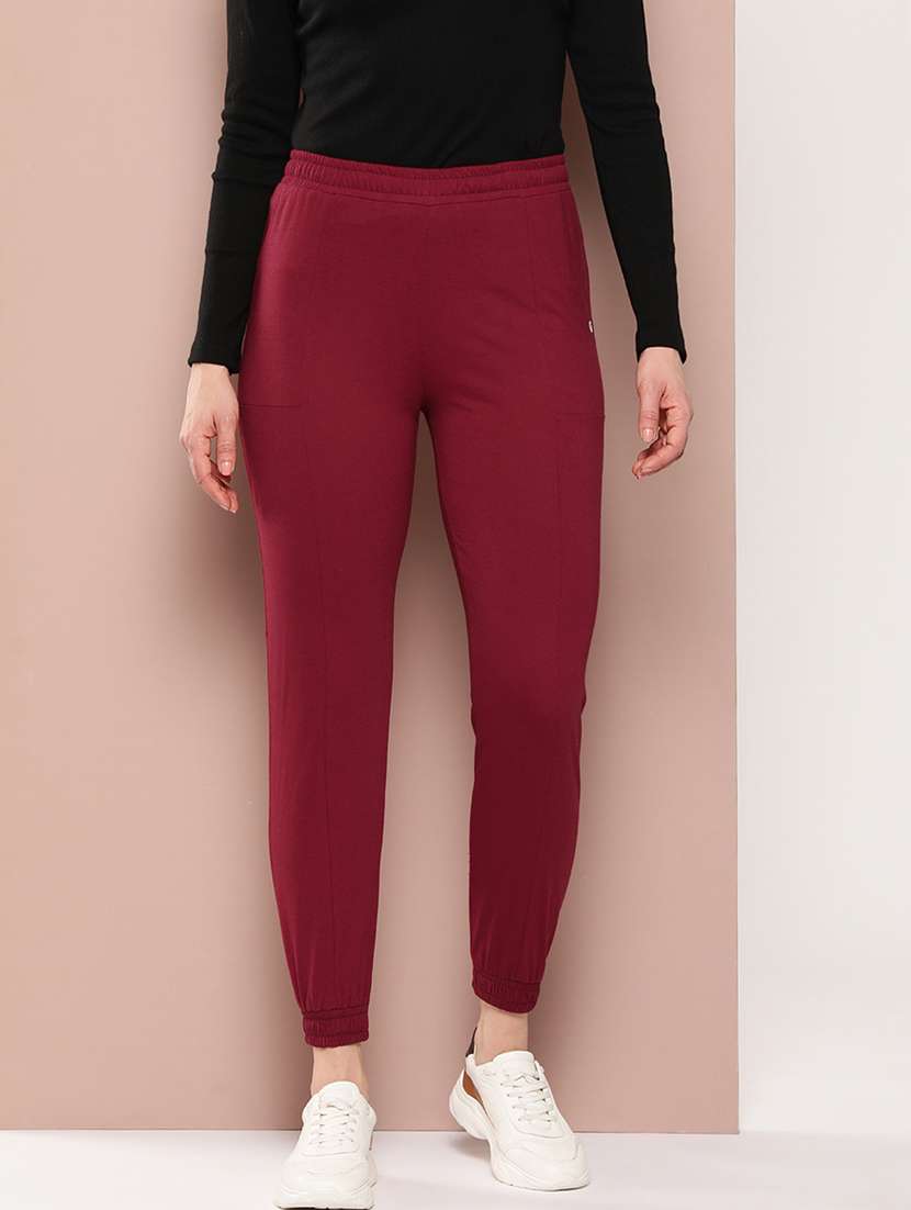 maroon cotton track pant