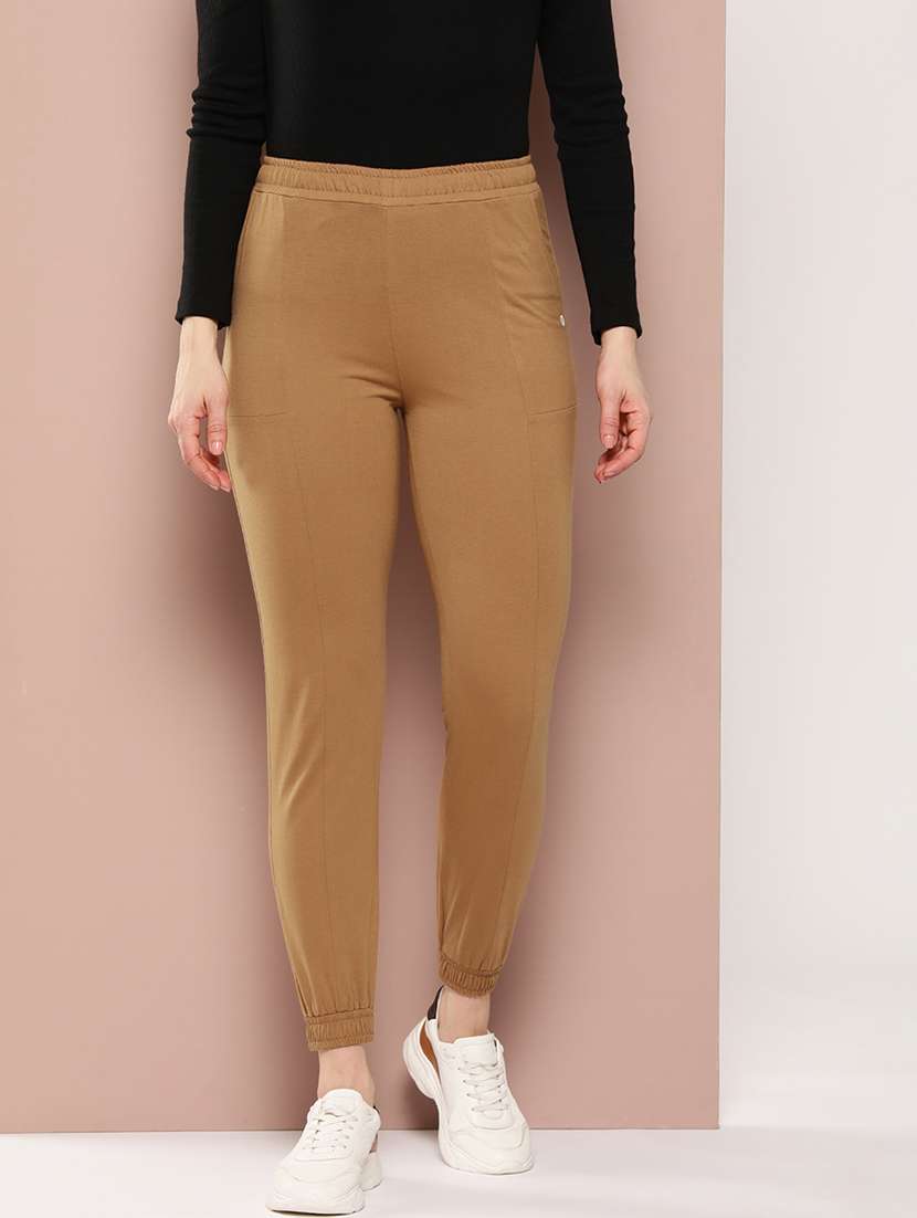 brown cotton track pant