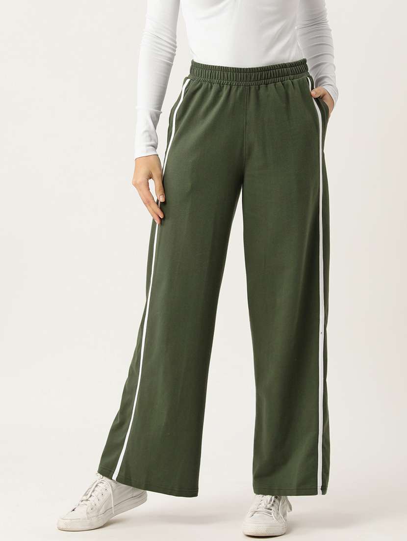 green cotton blend track pant