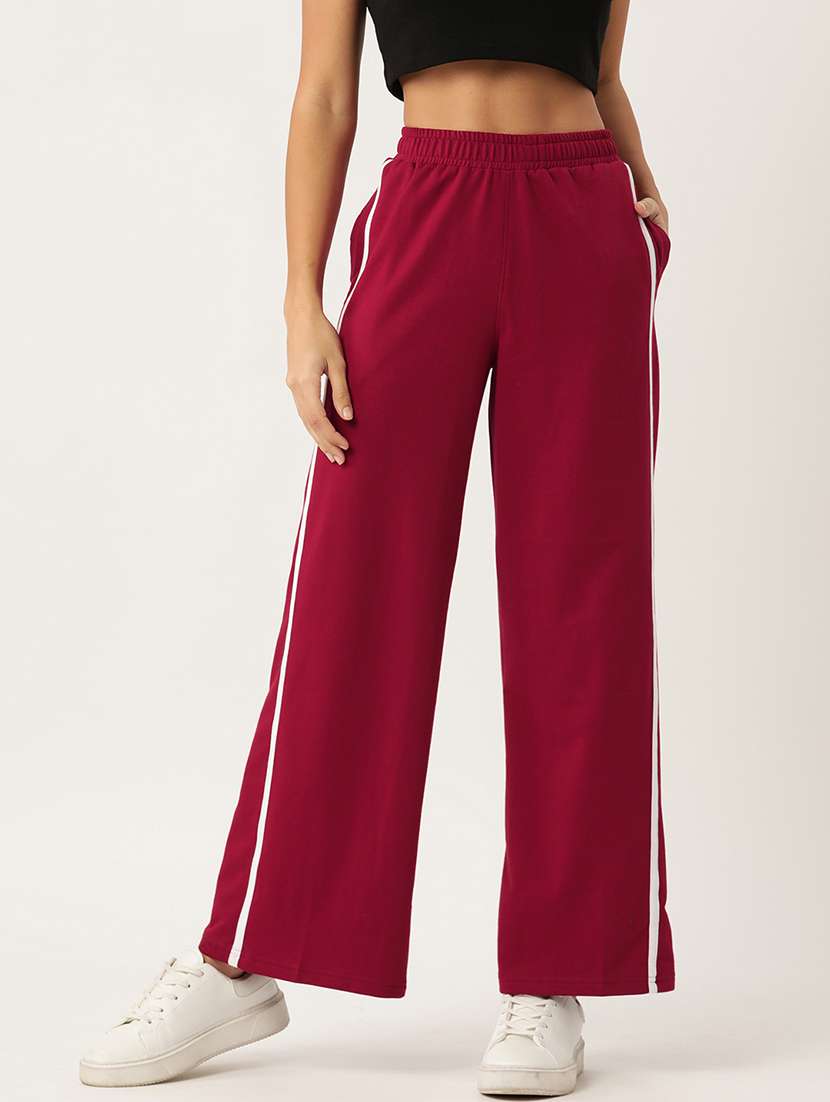 women solid tapered track pant