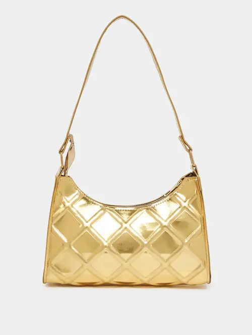 gold leatherette (pu) handbag - 21253390 -  Standard Image - 0